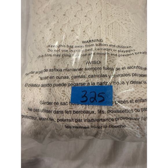 VTG The Limited Hand Knit Sweater Womens Medium Cream Ramie Cable Chunky Winter - Picture 9 of 9